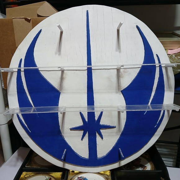 Star Wars Other - Wood‎ Shelf With Jedi Order Symbol 22" Across Plexiglass Shelves Handmade